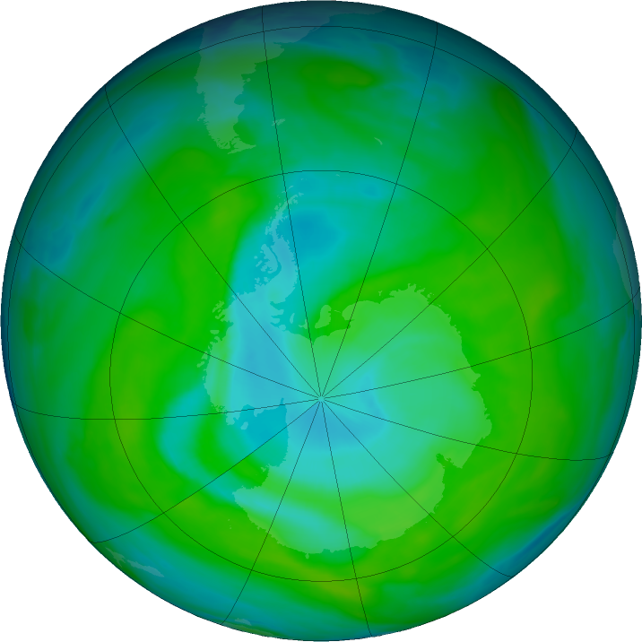 Antarctic ozone map for 15 December 2018